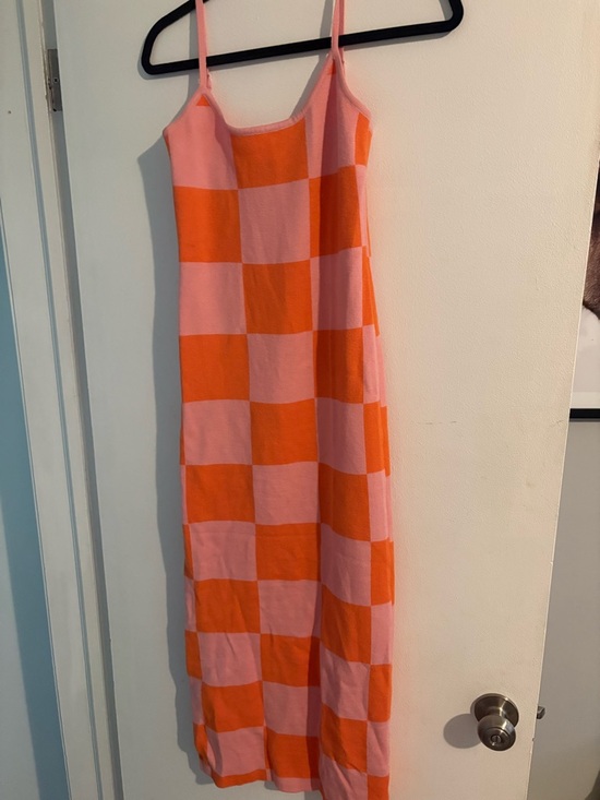 Amazon Dresses & Skirts - Amazon Pink and Orange Checkered Slip Dress